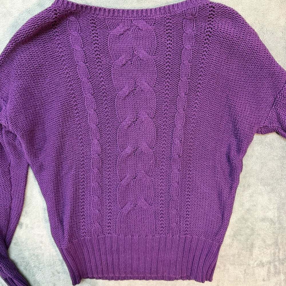 St. John's Bay Cable Knit Sweater Size S Purple Cotton Blend